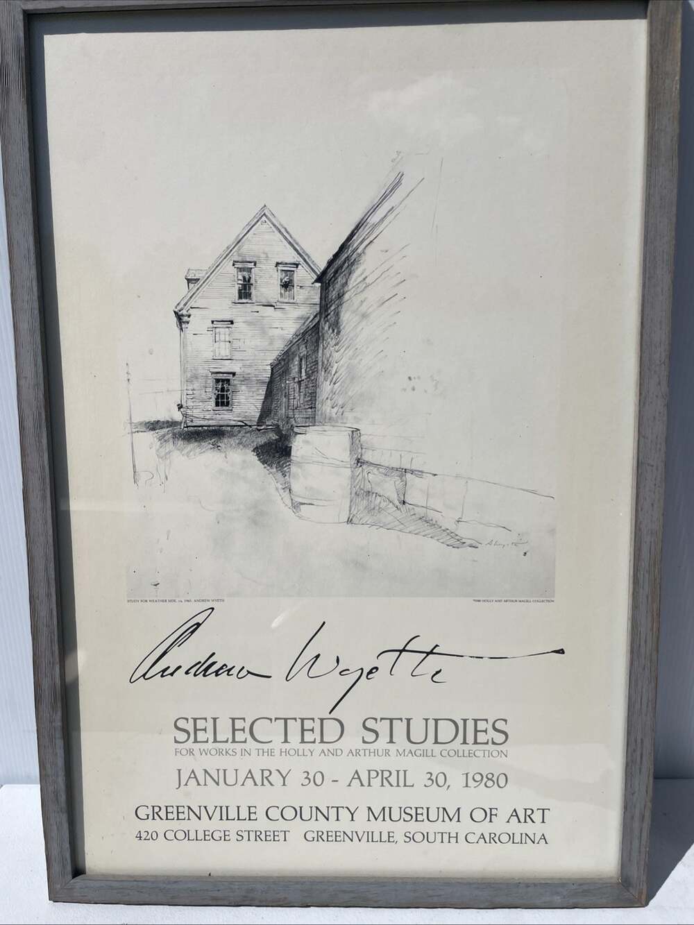 Rare Andrew Wyeth exhibition poster–Greenville SC, 1980